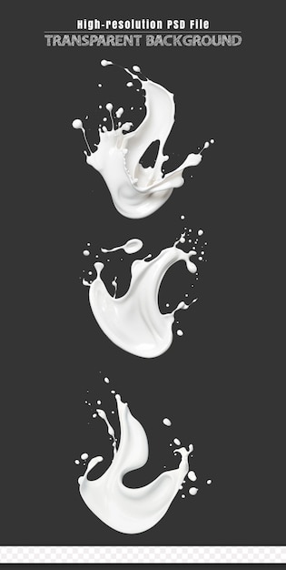 Fond transparent d'éclaboussures de lait liquide de rendu 3d