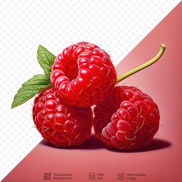 PSD fond transparent avec des framboises rouges