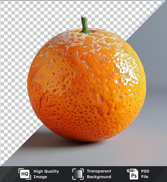 Fond Transparent Avec Des Fruits Orange Isolés Et Une Tige Verte Jetant Une Ombre Sombre