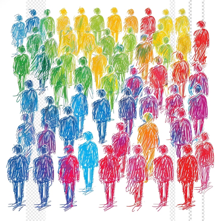 PSD fond transparent de gribouillage de la journée de la population