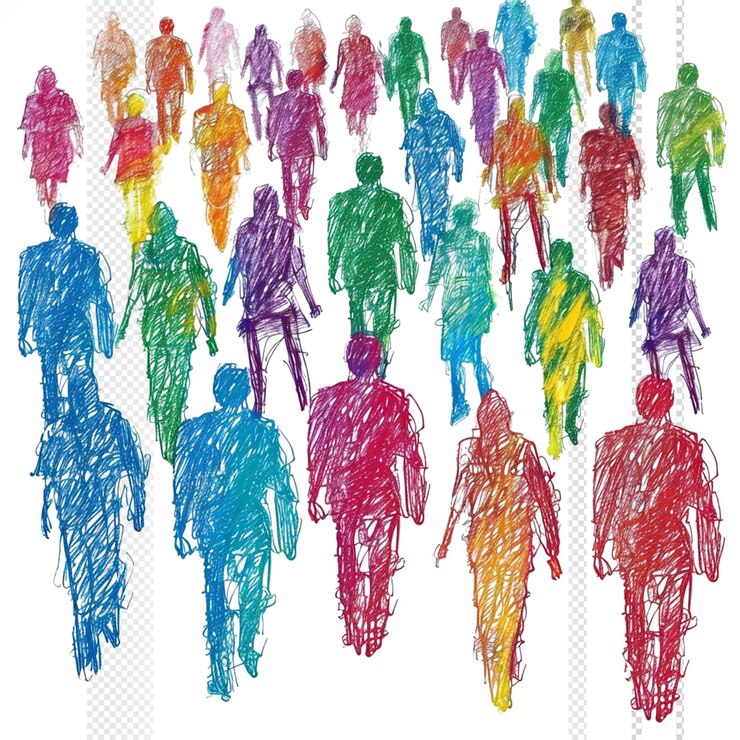 PSD fond transparent de gribouillage de la journée de la population