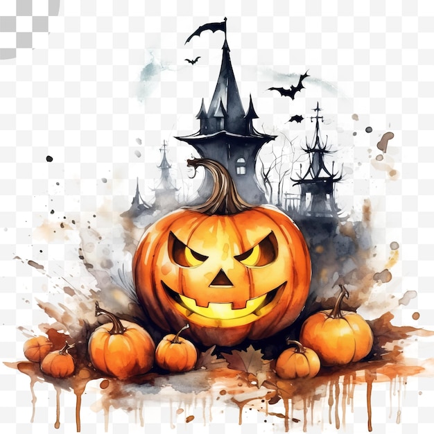 PSD fond transparent halloween et citrouille