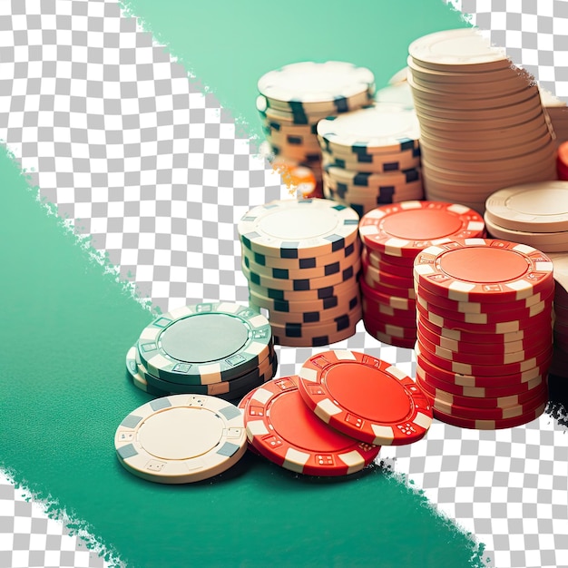 PSD fond transparent avec des jetons de poker