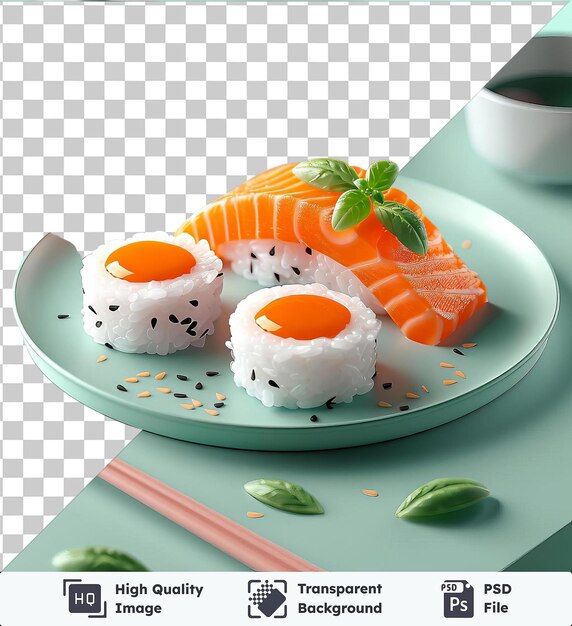 PSD fond transparent avec kumpir isolé et sushi sur une assiette