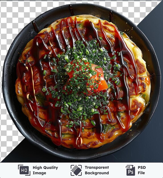 PSD fond transparent avec des okonomiyaki de légumes isolés dans une casserole