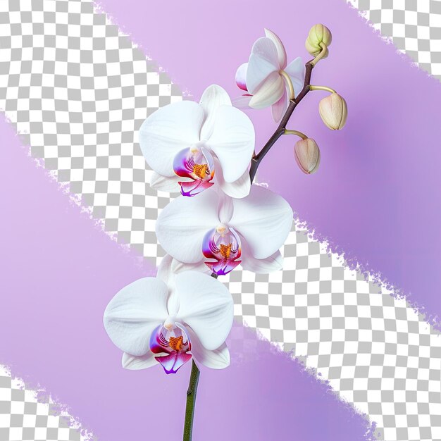 Fond Transparent Avec Orchidée Blanche Et Violette Isolée