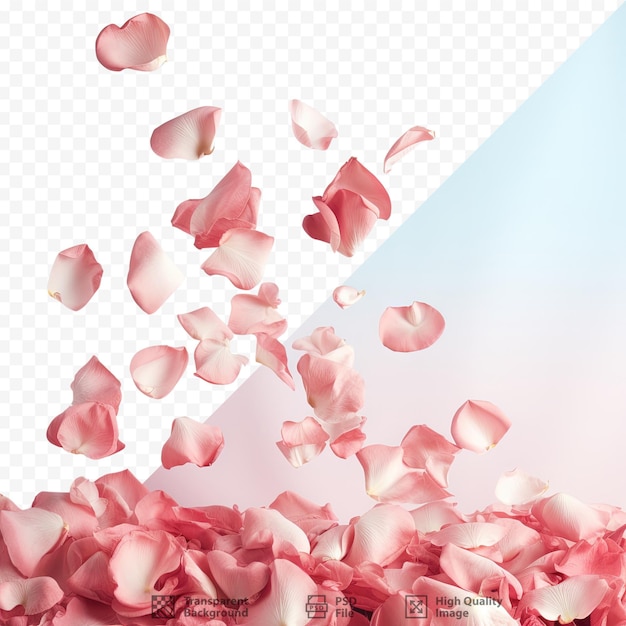 PSD fond transparent orné de pétales de rose