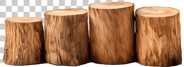 PSD fond transparent de podium de bûches de bois