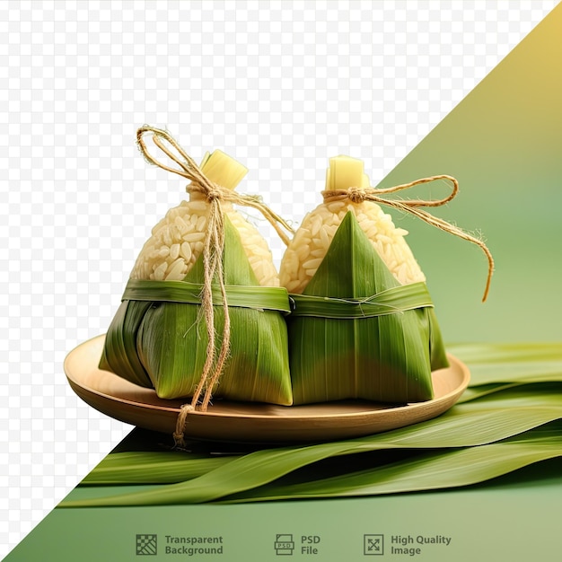 PSD fond transparent présente ketupat, une boulette de riz traditionnelle cuite pendant l'aïd moubarak
