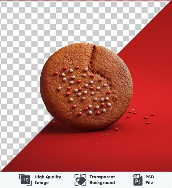 PSD fond transparent psd biscuit au pain d'épice festif sur un fond rouge