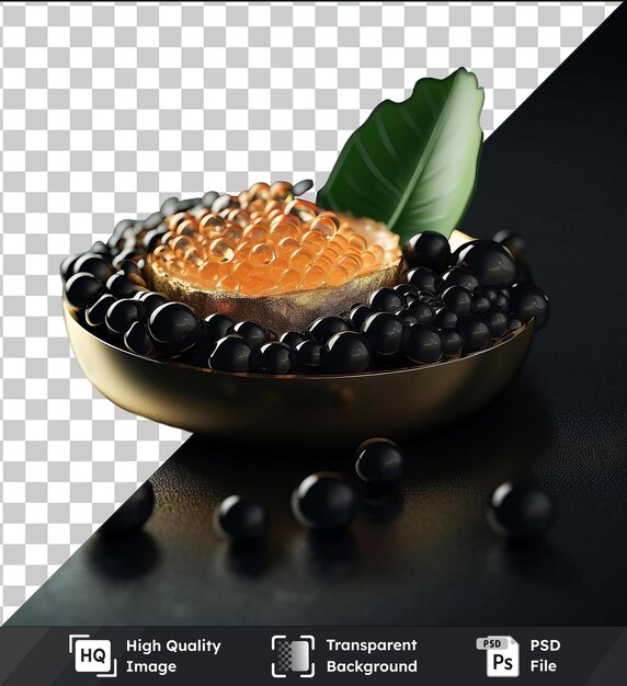 PSD fond transparent psd canapé de caviar exquis dans un bol
