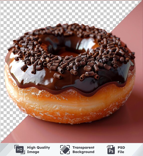 PSD fond transparent psd donut avec chocolat isolé avec chemin de coupe