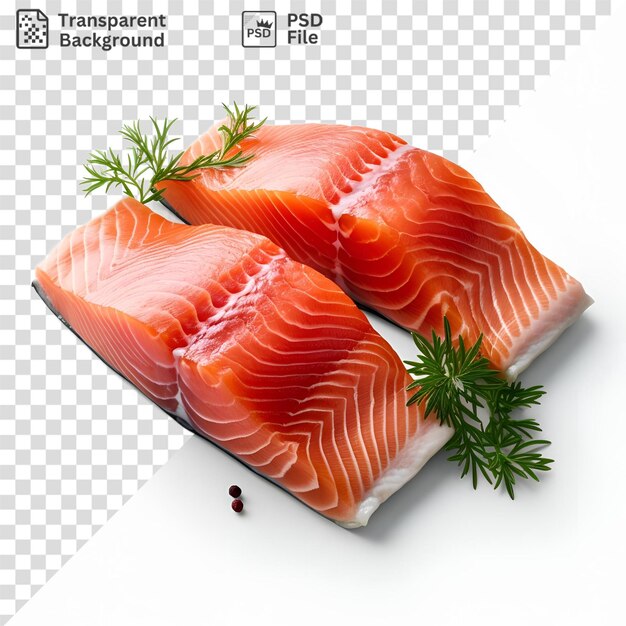 PSD fond transparent psd avec filet de saumon sur une surface blanche