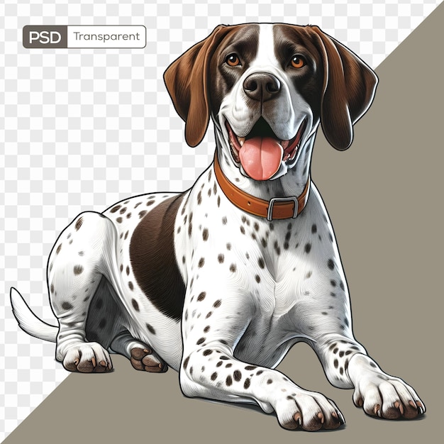 Fond Transparent De Style De Dessin De Chien Pointer Anglais Heureux