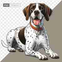 PSD fond transparent de style de dessin de chien pointer anglais heureux