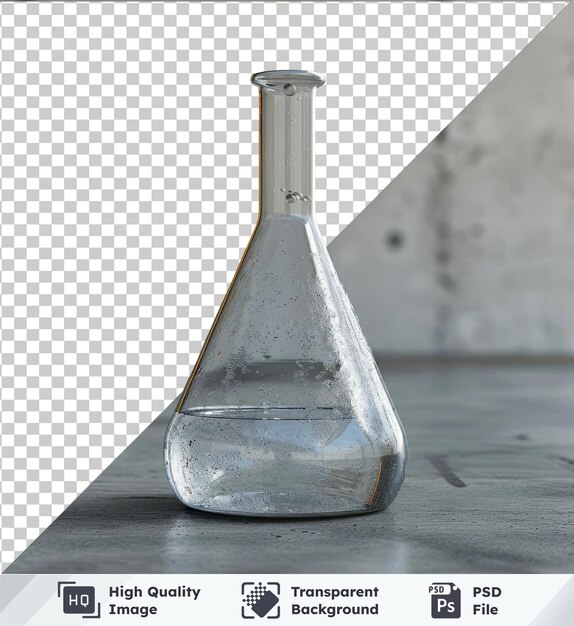 Fond Verre Psd Transparent Sur Une Table Grise Contre Un Mur Blanc Et Gris Avec Une Ligne Noire Au Premier Plan