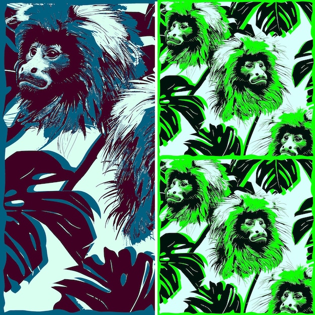 Un Fond Vert Et Noir Avec Un Lion Au Milieu