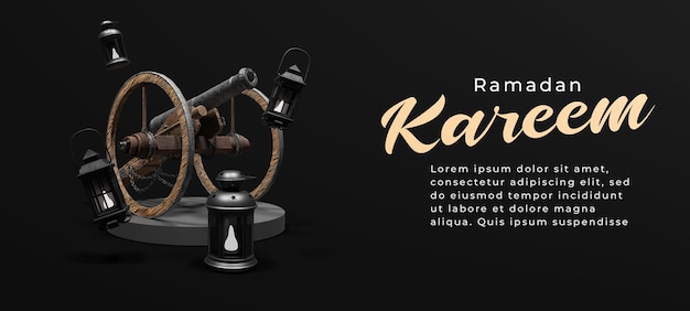 Fond De Voeux Islamique Ramadan Kareem Avec Lanterne à Canon Et Calligraphie Arabe