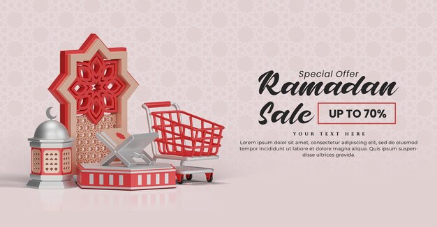 Fond de voeux de vente de ramadan islamique avec des ornements islamiques 3d