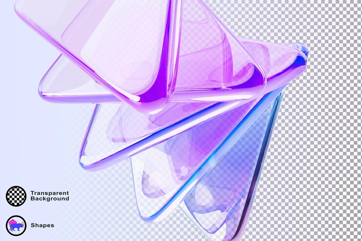 PSD fondo 3d abstracto con vidrio de cristal placa triangular transparente formas de arco iris efecto de llamarada de luz refracción del prisma gradiente holográfico patrón triangular bandeja de tecnología de renderización