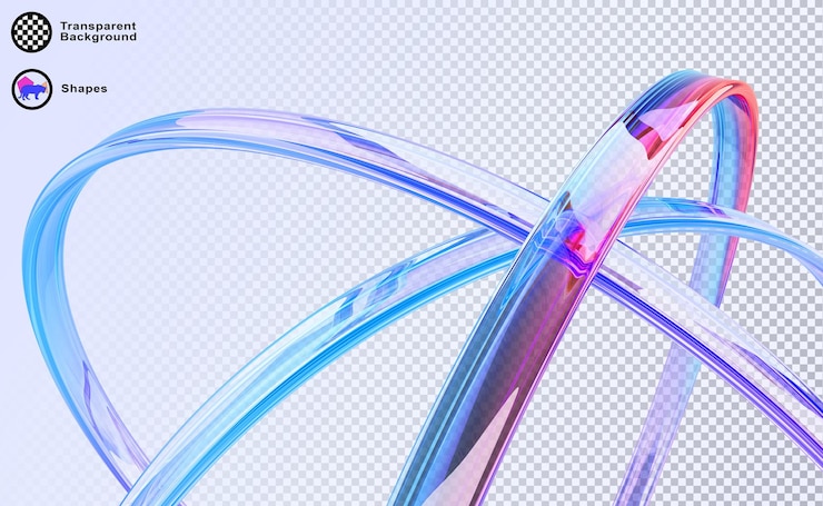 PSD fondo 3d abstracto con vidrio líquido líneas transparentes holográficas cintas de arco iris cintas de neón gradiente con luz de dispersión formas de curva de flujo de fluidos irisantes hacen banner
