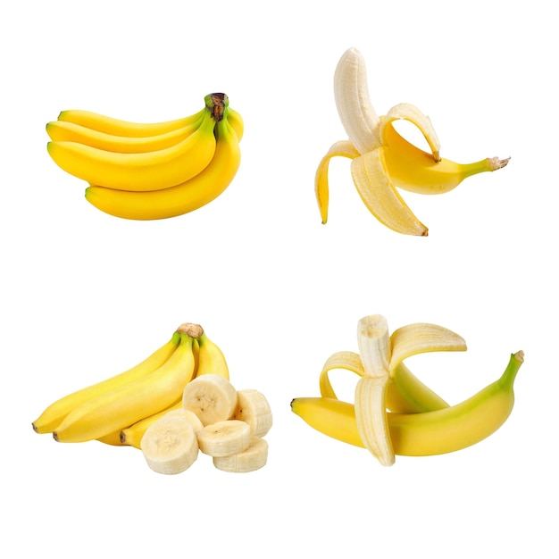 Fondo a strato alfa di banane gialle e frutta