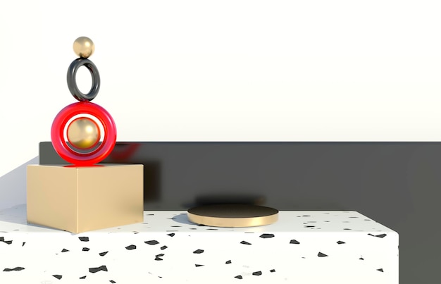 Fondo abstracto 3d, podio de forma de geometría de escena de maqueta para exhibición de producto, ilustración 3d.