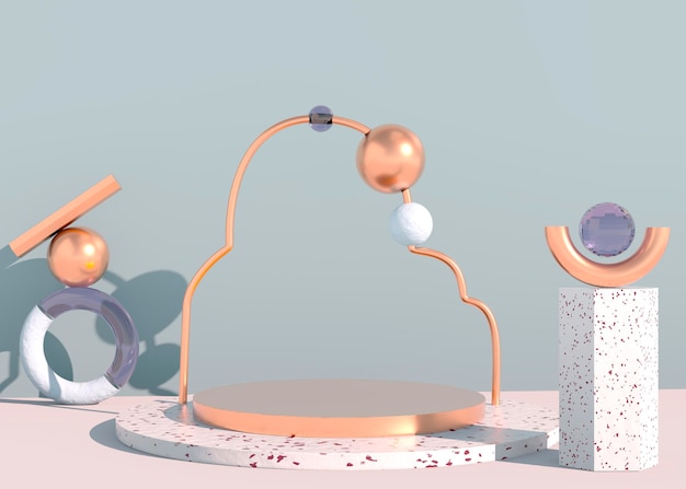 Fondo abstracto 3d simulacro de podio de forma de geometría de escena para exhibición de productos. Representación 3D.