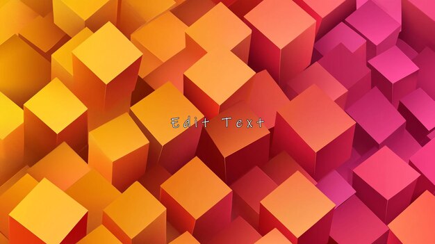 Fondo abstracto de cubos 3D coloridos en gradiente naranja y rosa