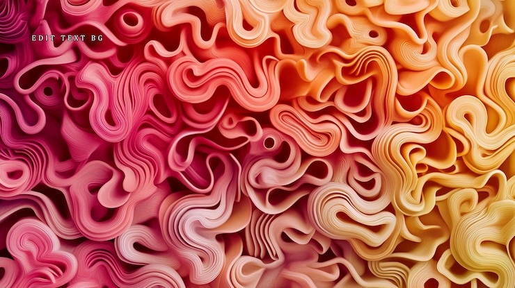 PSD fondo abstracto de formas en capas giratorias de color rosa y naranja