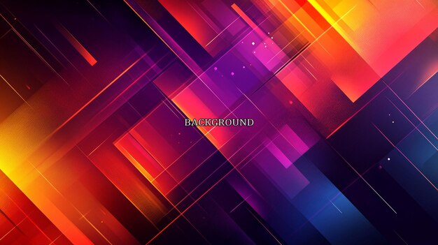 Fondo abstracto con formas y líneas geométricas en un gradiente de colores rojo púrpura y naranja