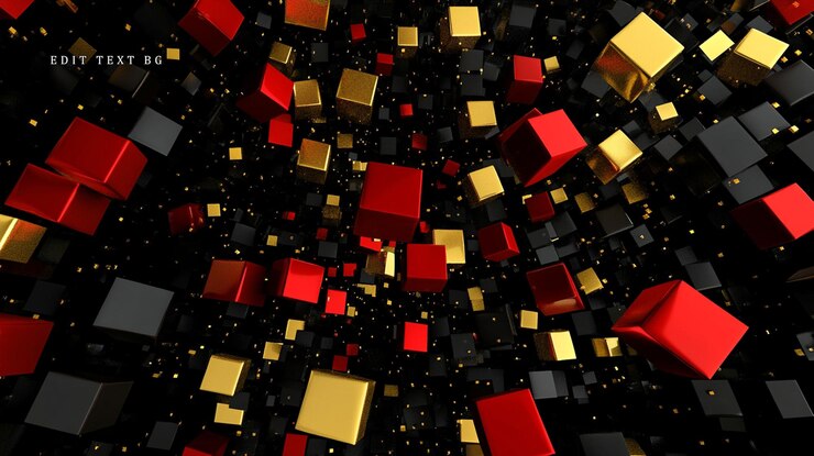 PSD fondo abstracto de oro rojo y cubos negros