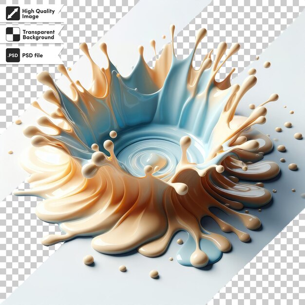 Fondo abstracto PSD con salpicaduras de pintura líquida en fondo transparente con capa de máscara editable