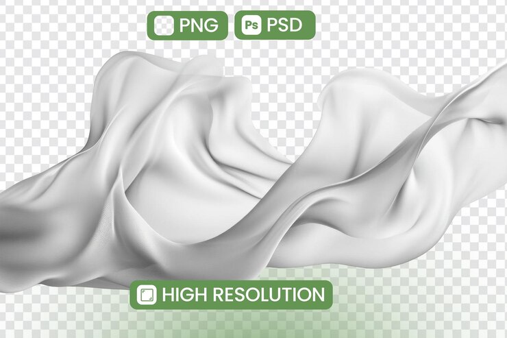 PSD fondo abstracto de tela blanca fluida renderización 3d realista de alta resolución png transparente y archivo psd