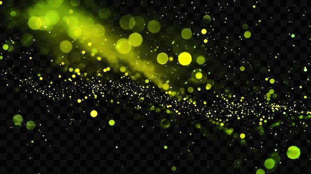 PSD un fondo abstracto verde y amarillo con partículas y estrellas brillantes