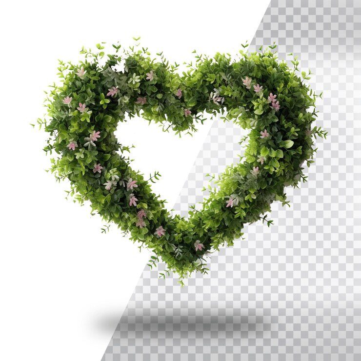 PSD el fondo aislado del corazón de la hierba verde frondosa
