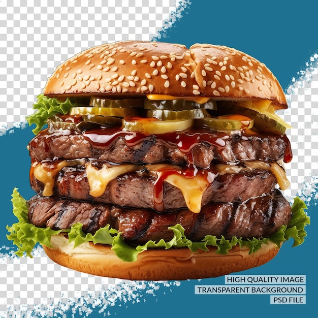 El fondo aislado transparente del clipart png 3d de la pancarta de hamburguesas sabrosas