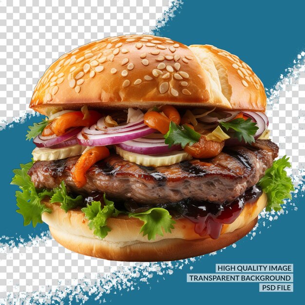 PSD el fondo aislado transparente del clipart png 3d de la pancarta de hamburguesas sabrosas