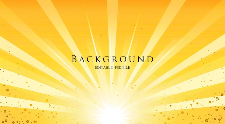 PSD fondo amarillo con diseño de presentación vectorial de rayos solares