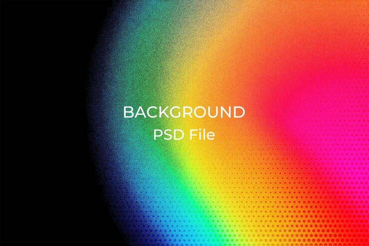 PSD un fondo arco iris con las palabras retroiluminadas en él
