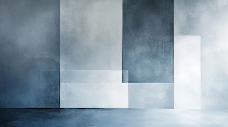 PSD fondo azul ahumado abstracto con formas geométricas y pared texturizada