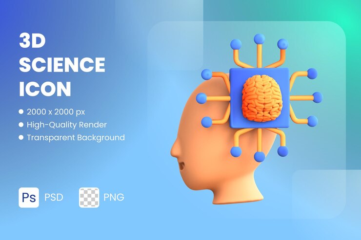 PSD un fondo azul con una cabeza con cerebro y las palabras "experiencia" en la parte superior.