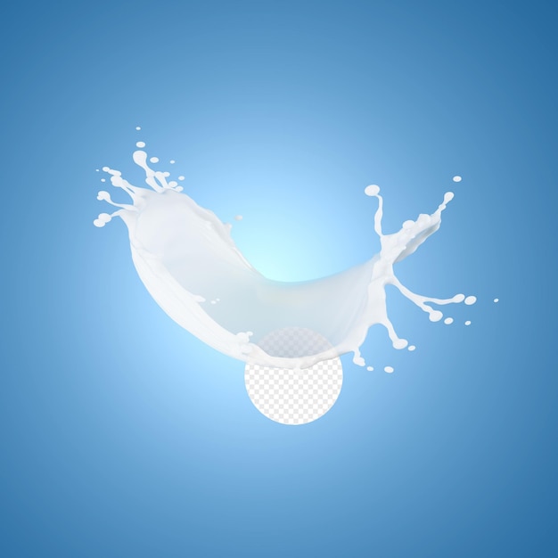 Un fondo azul con un chorrito de leche y una bola blanca en el medio.