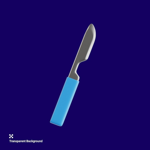 un fondo azul con un cuchillo de bisturí y un mango azul