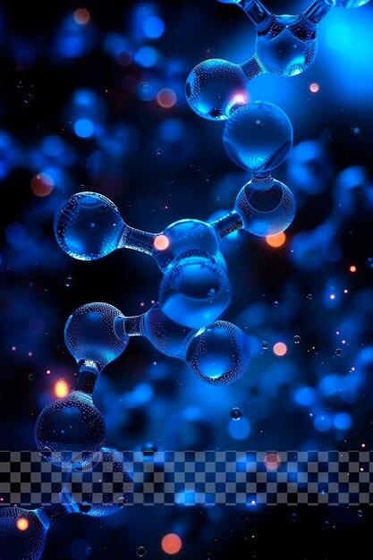 PSD fondo azul estructura química del agua sobre un fondo transparente