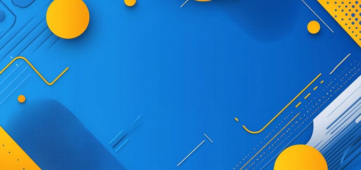 PSD fondo azul con formas geométricas y acentos amarillos para presentaciones o gráficos en movimiento