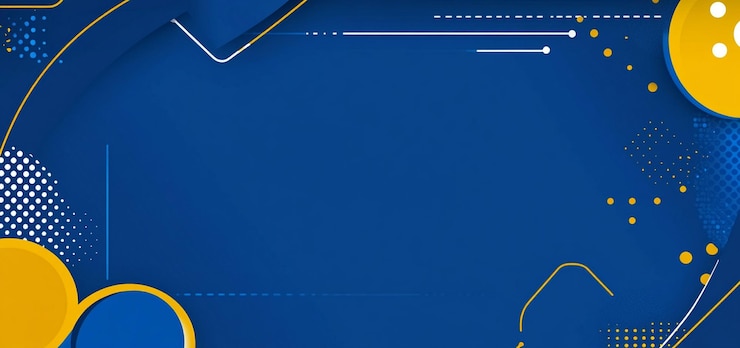 PSD fondo azul con formas geométricas y acentos amarillos para presentaciones o gráficos en movimiento