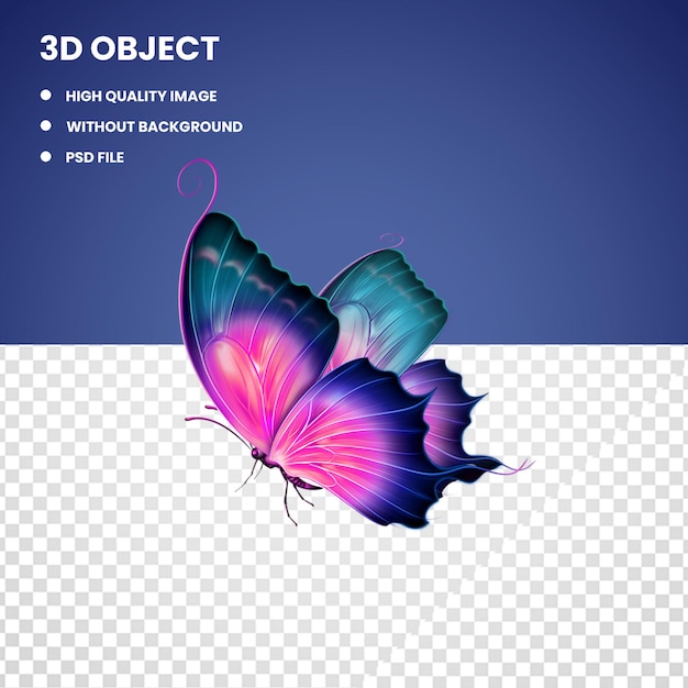 PSD un fondo azul y morado con una mariposa.