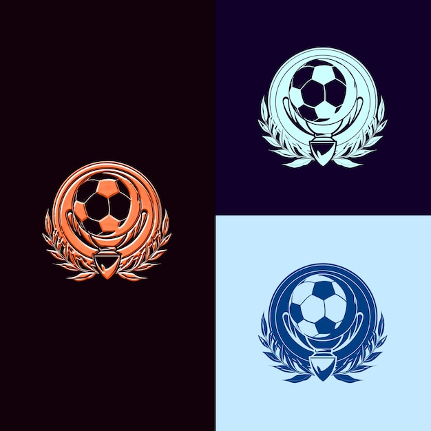 PSD un fondo azul y negro con un logotipo para una pelota de fútbol