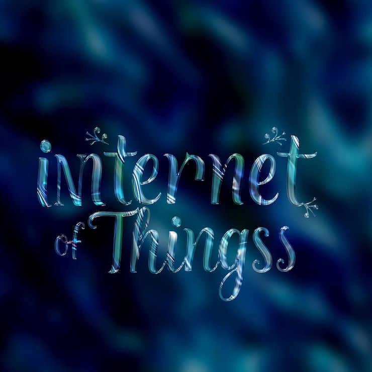 PSD un fondo azul con las palabras "internet de las cosas"